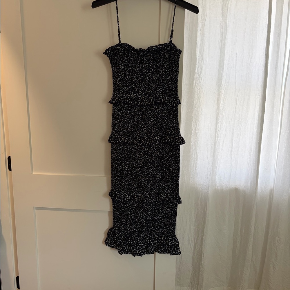 New Vici Fore Navy Floral Tiered Spaghetti Strap Dress size xl
